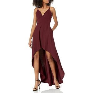 Speechless Size 3 Maroon Burgundy Scalloped V-Neck High Low Sleeveless Dress